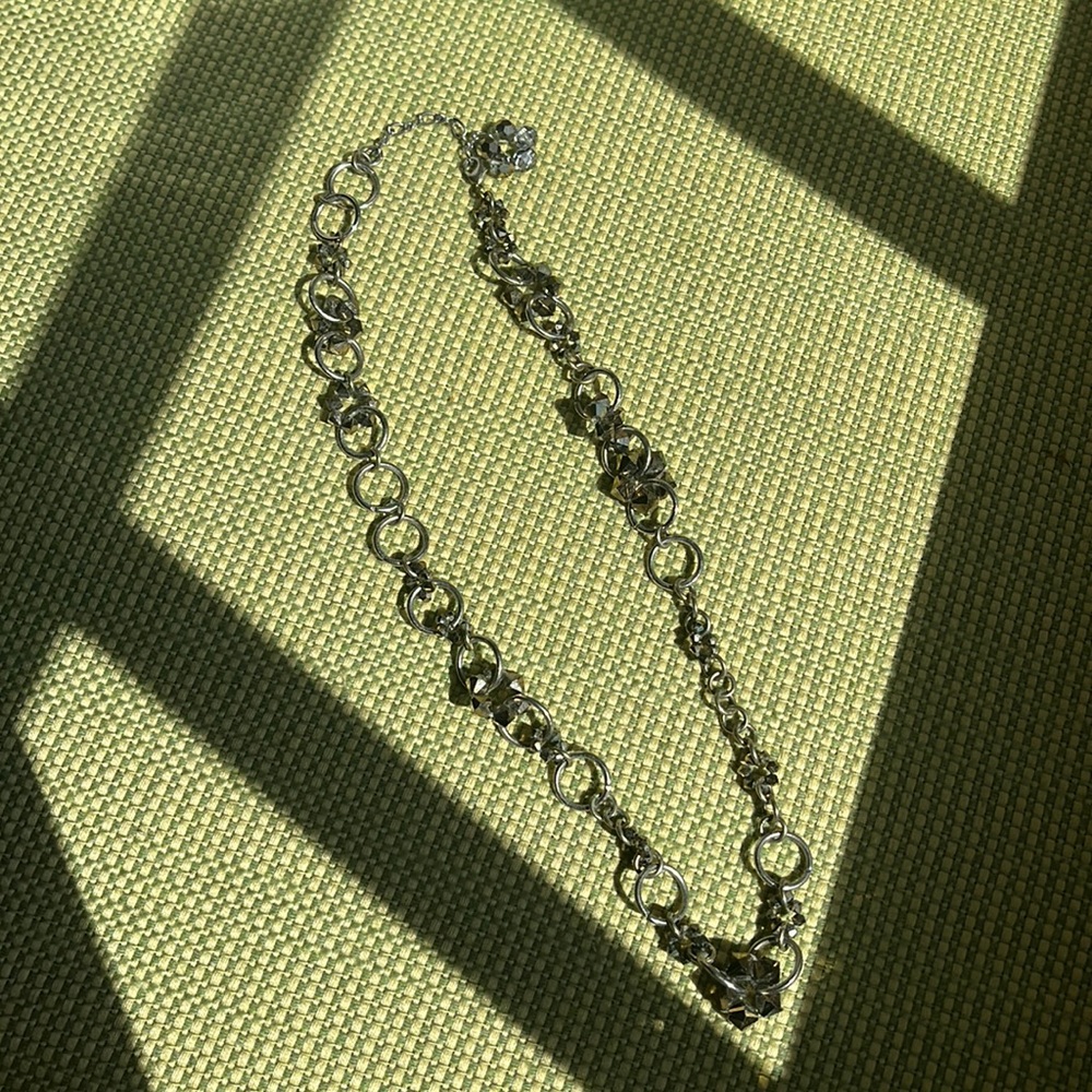 Beautiful vintage silver necklace with brown beads amazing condition and quality